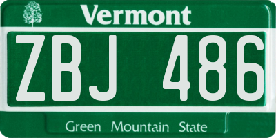 VT license plate ZBJ486