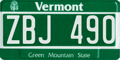 VT license plate ZBJ490