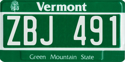 VT license plate ZBJ491