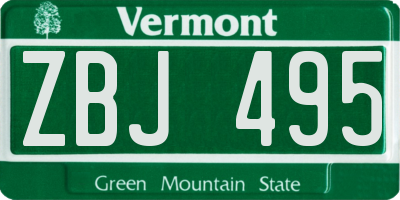 VT license plate ZBJ495
