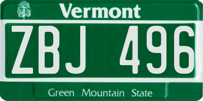 VT license plate ZBJ496
