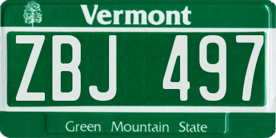 VT license plate ZBJ497