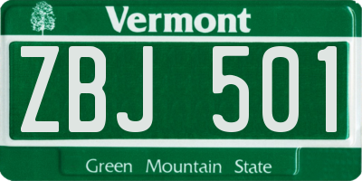 VT license plate ZBJ501