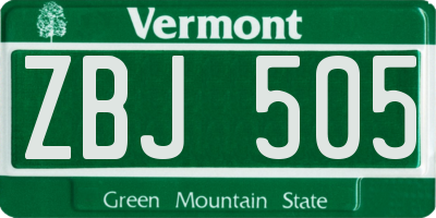 VT license plate ZBJ505