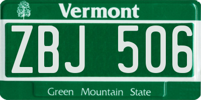VT license plate ZBJ506