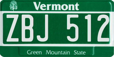 VT license plate ZBJ512