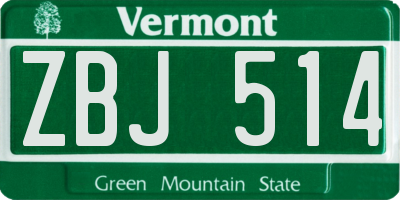 VT license plate ZBJ514