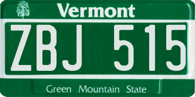 VT license plate ZBJ515