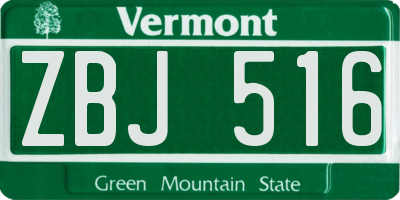 VT license plate ZBJ516