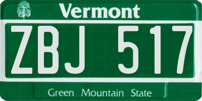 VT license plate ZBJ517