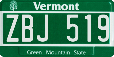 VT license plate ZBJ519