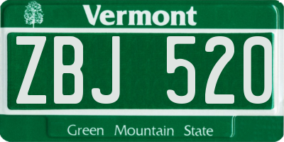 VT license plate ZBJ520