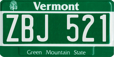 VT license plate ZBJ521