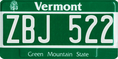 VT license plate ZBJ522