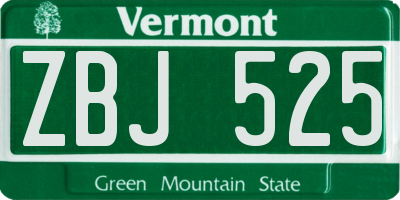 VT license plate ZBJ525