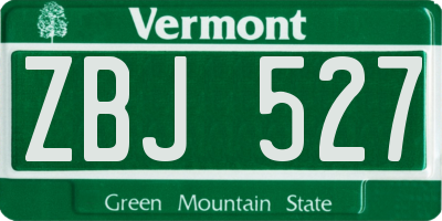 VT license plate ZBJ527