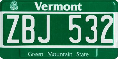 VT license plate ZBJ532