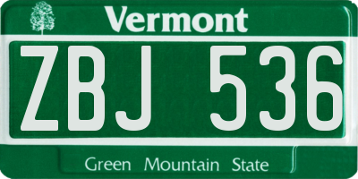 VT license plate ZBJ536