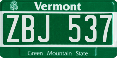VT license plate ZBJ537