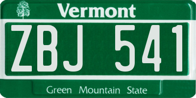 VT license plate ZBJ541
