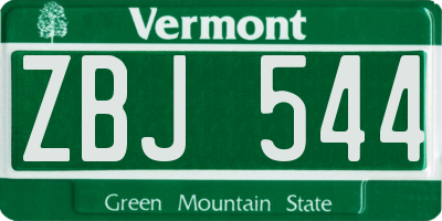VT license plate ZBJ544