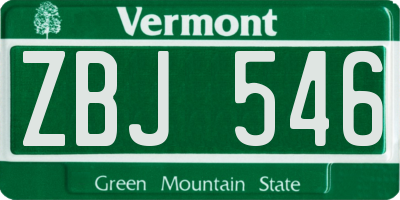 VT license plate ZBJ546