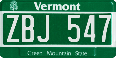 VT license plate ZBJ547