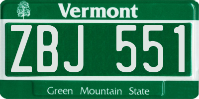 VT license plate ZBJ551