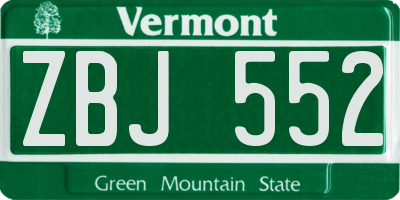 VT license plate ZBJ552