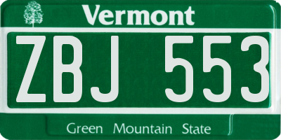 VT license plate ZBJ553