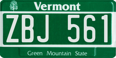 VT license plate ZBJ561