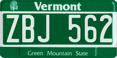 VT license plate ZBJ562