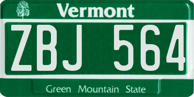 VT license plate ZBJ564