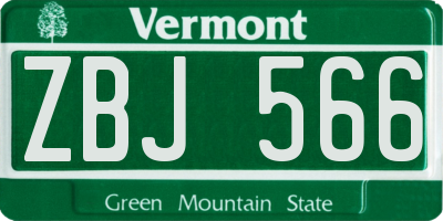 VT license plate ZBJ566