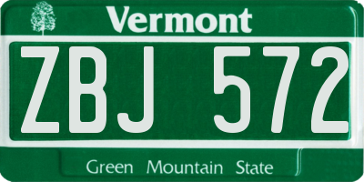 VT license plate ZBJ572