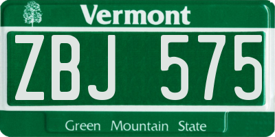 VT license plate ZBJ575