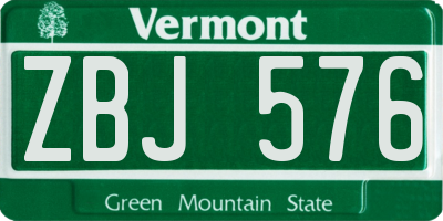 VT license plate ZBJ576
