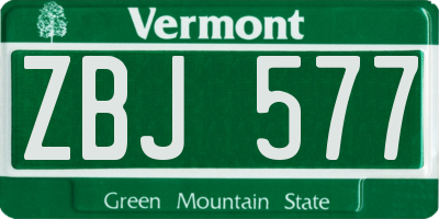 VT license plate ZBJ577