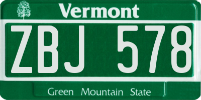 VT license plate ZBJ578