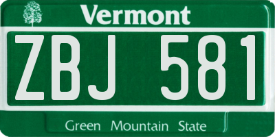 VT license plate ZBJ581
