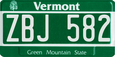 VT license plate ZBJ582