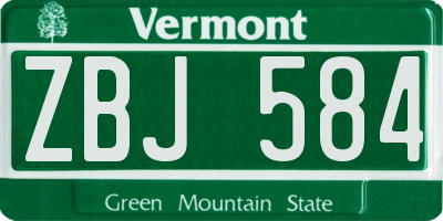 VT license plate ZBJ584