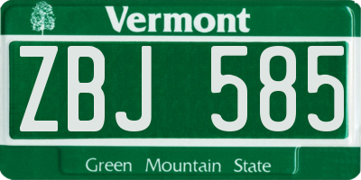 VT license plate ZBJ585