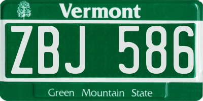 VT license plate ZBJ586