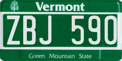 VT license plate ZBJ590