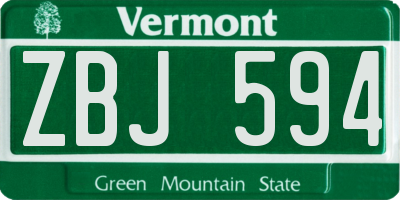 VT license plate ZBJ594