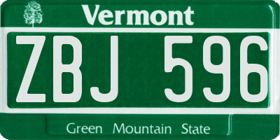 VT license plate ZBJ596