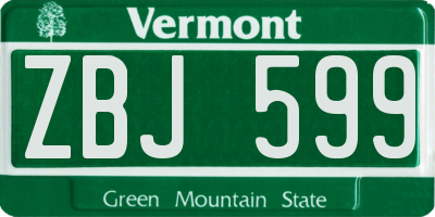VT license plate ZBJ599