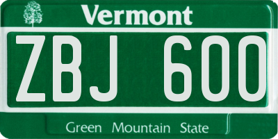 VT license plate ZBJ600