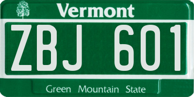 VT license plate ZBJ601